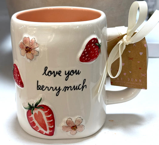 New Rae Dunn ceramic coffee mug LOVE YOU BERRY MUCH