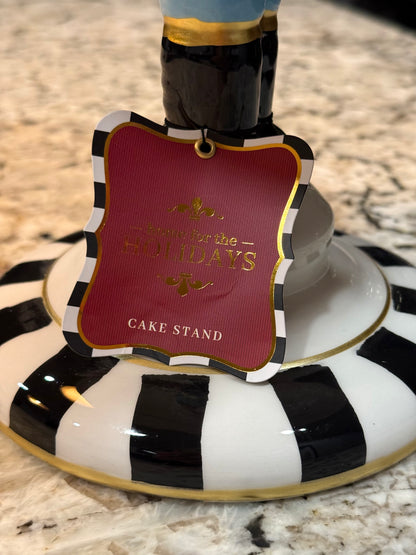 New Home for the Holidays ceramic Nutcracker courtly check cake stand 8” Christmas decor