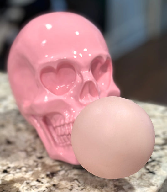 New pink resin skeleton head bubble blowing Halloween decor