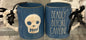 New Rae Dunn blue ceramic Halloween coffee mug DEADLY BEFORE CAFFEINE