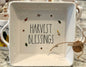 New Rae Dunn white ceramic fall baking pan 8x8 handles 10.5 HARVEST BLESSINGS