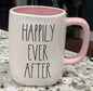 New Rae Dunn white ceramic coffee mug HAPPILY EVER AFTER