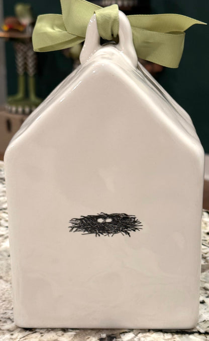 Rae Dunn white ceramic Icon line birdhouse decor NEST