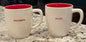 New Rae Dunn white ceramic 2- piece Christmas typewriter print coffee mug NAUGHTY/NICE