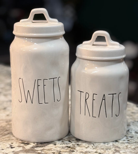 Rae Dunn white ceramic retired canister set SWEETS & TREATS