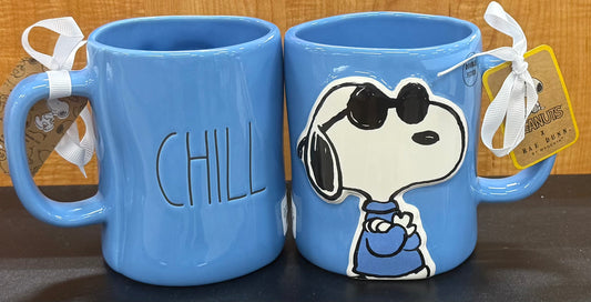 New Rae Dunn x Peanuts Snoopy ceramic coffee mug CHILL