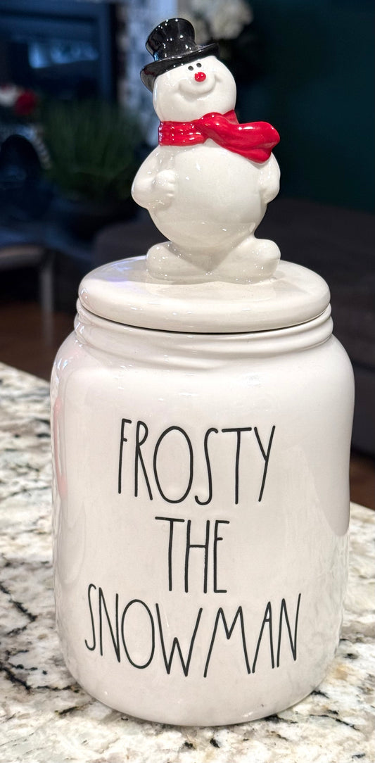 New Rae Dunn x FROSTY THE SNOWMAN ceramic canister frosty topped