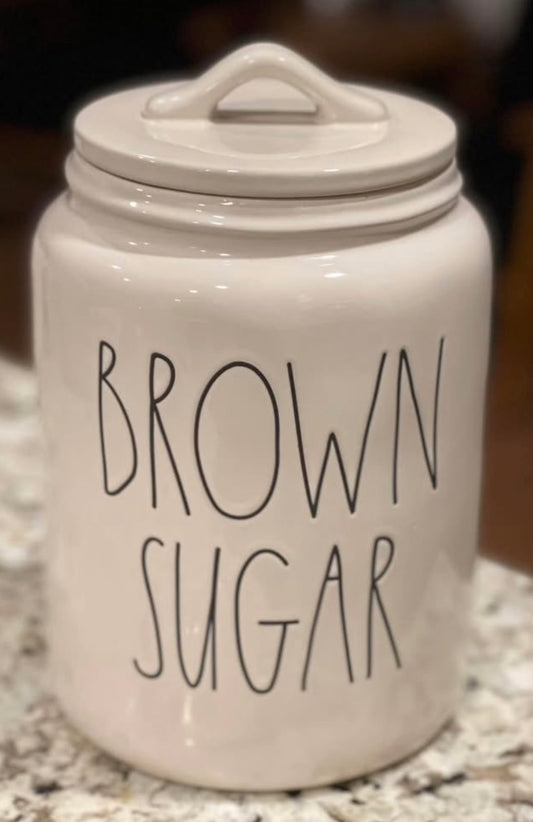 New Rae Dunn 9” ceramic BROWN SUGAR canister