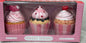 New Sweet Treats resin 3-piece faux-pink/heart topped/striped holders