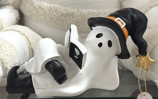New resin Halloween decor book reading ghost