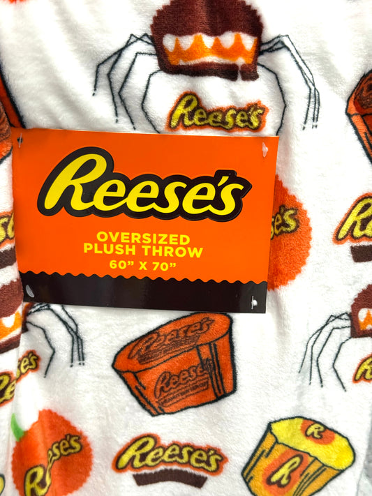 New white Reese Cup oversized Halloween throw blanket 60x70