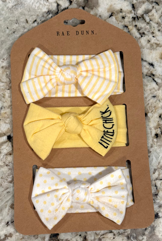 New Rae Dunn yellow baby Easter bow set LITTLE CHICK