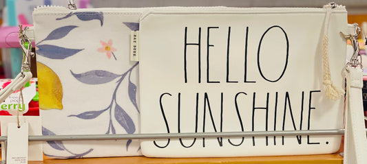 New Rae Dunn travel pouch/purse HELLO SUNSHINE wristlet 9x7