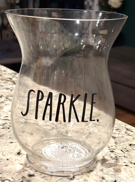 New Rae Dunn large glass SPARKLE vase storage jar
