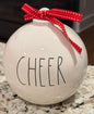 New Rae Dunn white ceramic Christmas ornament decor piece CHEER