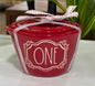 New Rae Dunn red ceramic chalkboard trimmed Christmas measuring cup set