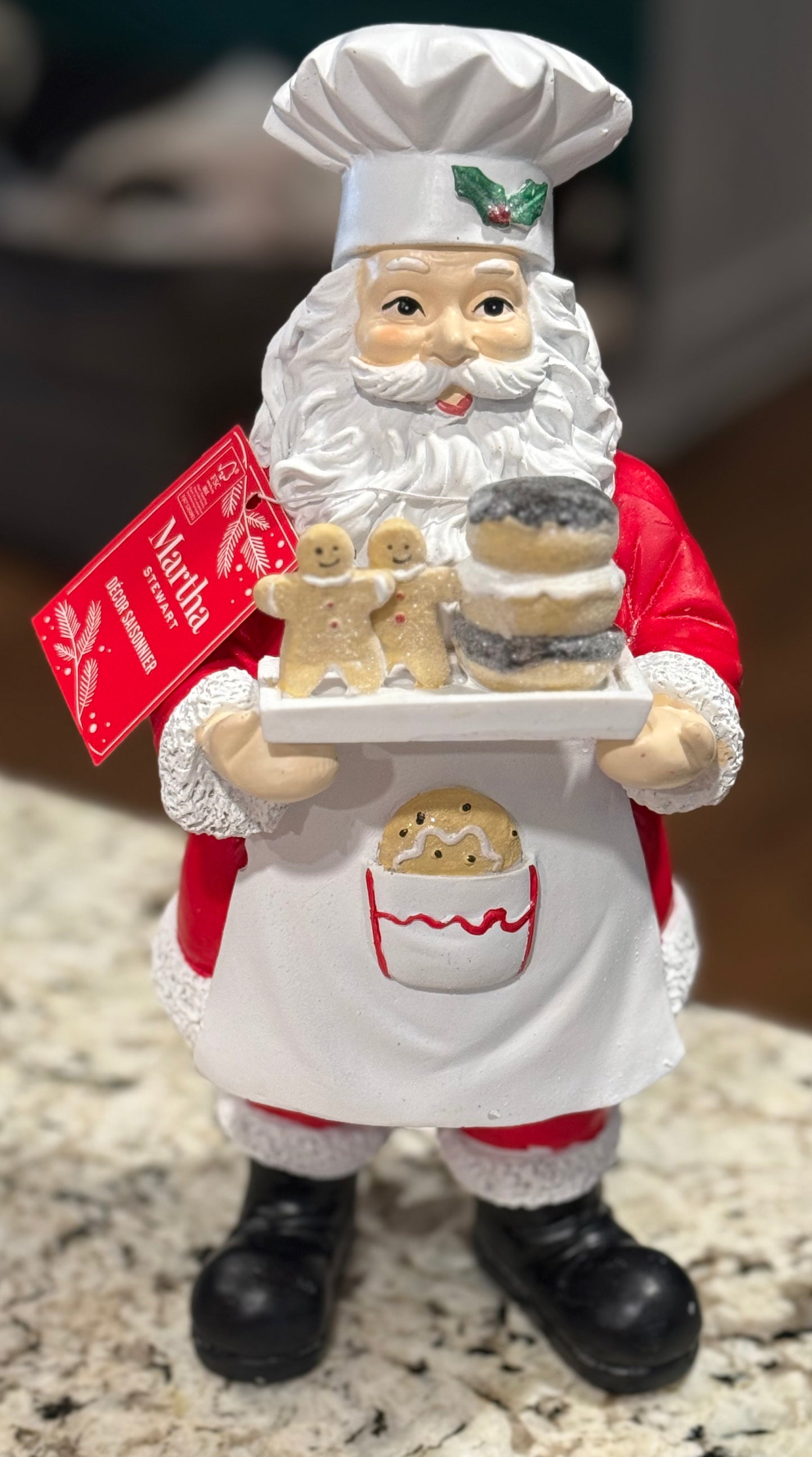 New resin old fashion Santa baking apron/tray Christmas decor figurine