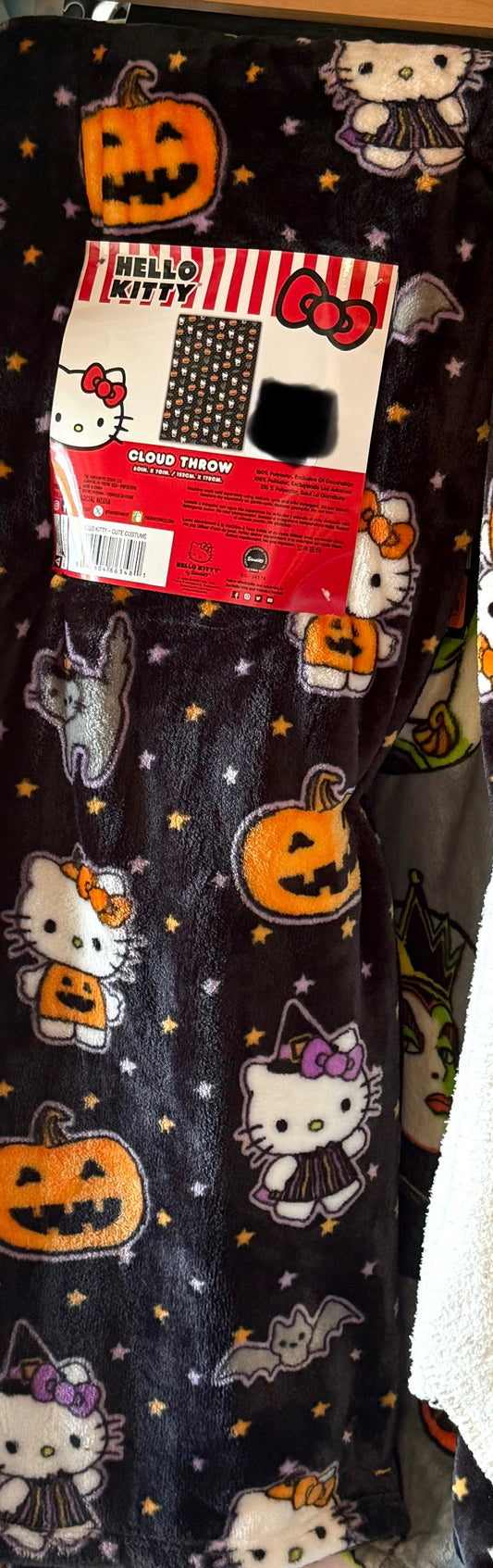 New Hello Kitty black Halloween plush throw blanket 60x70