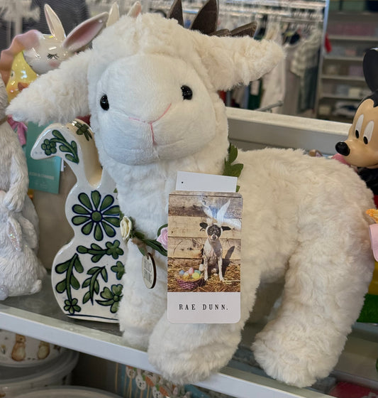 New Rae Dunn plush spring lamb Easter decor HELLO SPRING