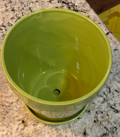 Rae Dunn large ceramic green garden planter decor THRIVING 8x8