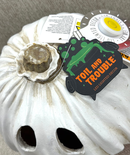 New Toil and Trouble led light up ghost pumpkin Halloween decor