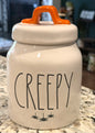 New Rae Dunn white ceramic Halloween decor 🎃 canister CREEPY