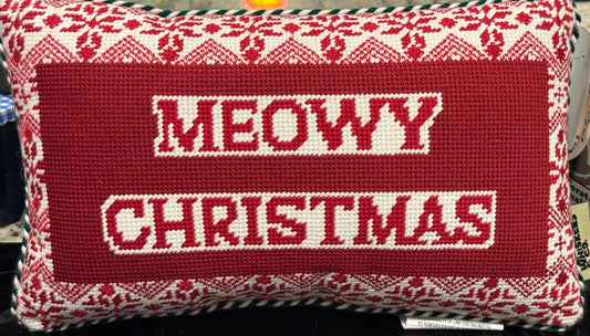 New 15x9 Christmas holiday hook pet throw pillow MEOWY CHRISTMAS