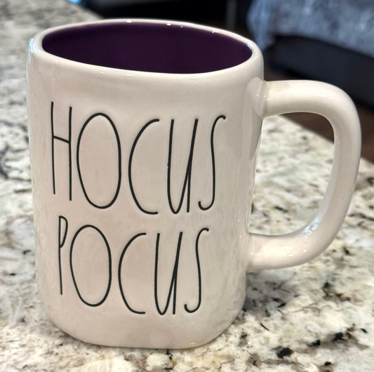 New Rae Dunn white ceramic Halloween coffee mug HOCUS POCUS