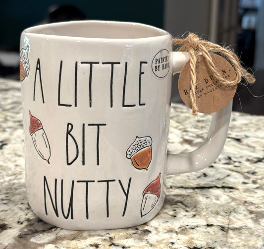 New Rae Dunn fall ceramic coffee mug A LITTLE BIT NUTTY