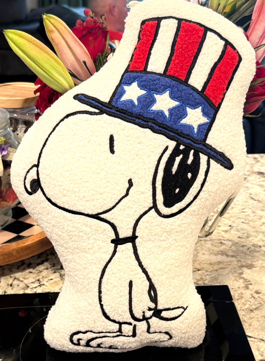 New Peanuts Snoopy July 4th, Uncle Sam hat themed throw pillow