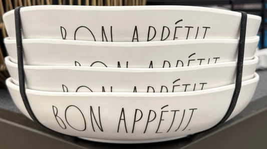New Rae Dunn white melamine 4-piece bowl set BONE APPETITE