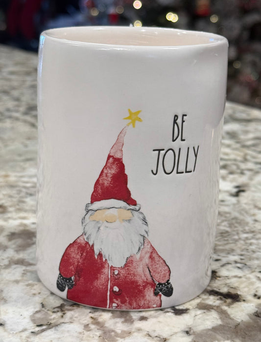New Rae Dunn white ceramic Christmas candle BE JOLLY 13.2 oz