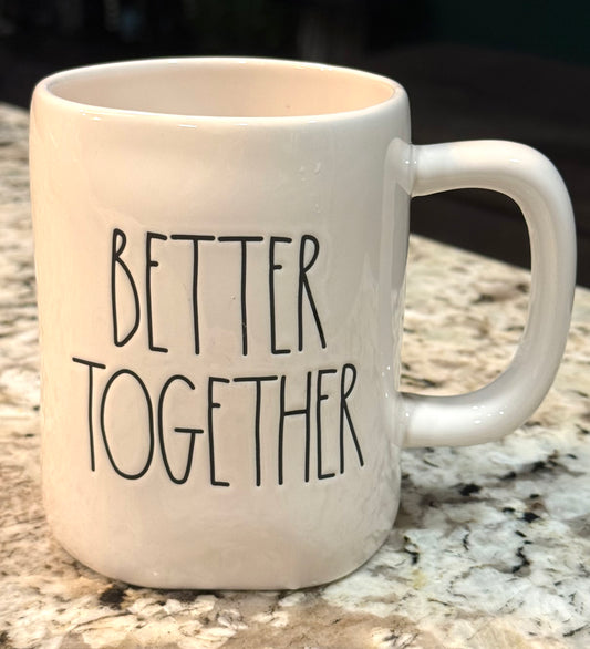 New Rae Dunn white ceramic coffee mug BETTER TOGETHER