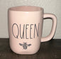 New Rae Dunn pink ceramic 🐝  coffee mug QUEEN BEE