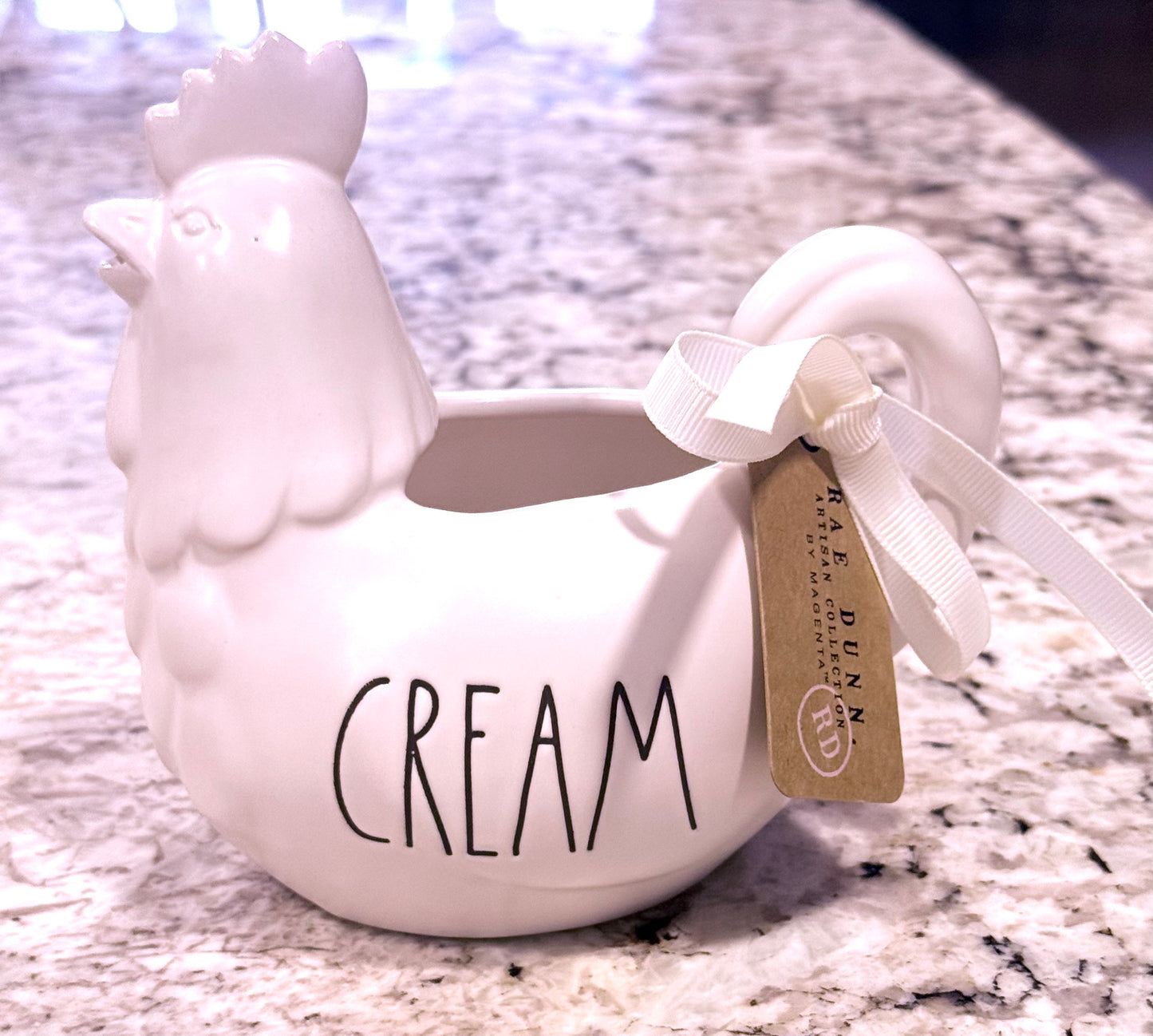 New Rae Dunn ceramic chicken CREAM pitcher