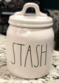 New Rae Dunn white ceramic 5” STASH canister decor