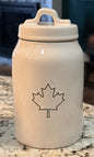 Rae Dunn white ceramic 7.5” Canada 🇨🇦 maple leaf canister