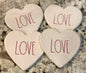 New Rae Dunn 4-piece ceramic heart coaster set LOVE