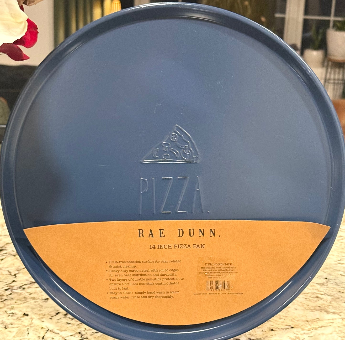 New Rae Dunn blue 14” metal PIZZA pan