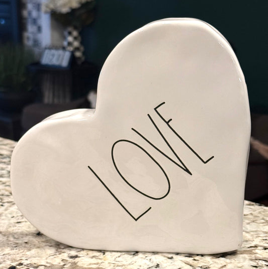 New Rae Dunn white ceramic  Valentine’s Day heart LOVE.