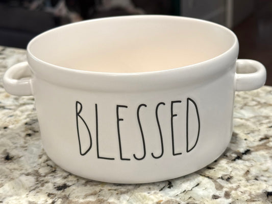 New Rae Dunn white ceramic BLESSED bowl