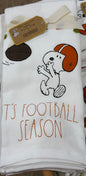 New Rae Dunn 2-piece white Peanuts Snoopy football kitchen dish towel set 🏈 IT’S  FOOTBALL SEASON