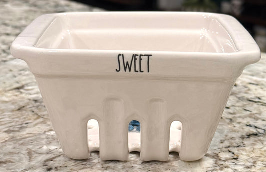New Rae Dunn white ceramic SWEET blueberry berries colander
