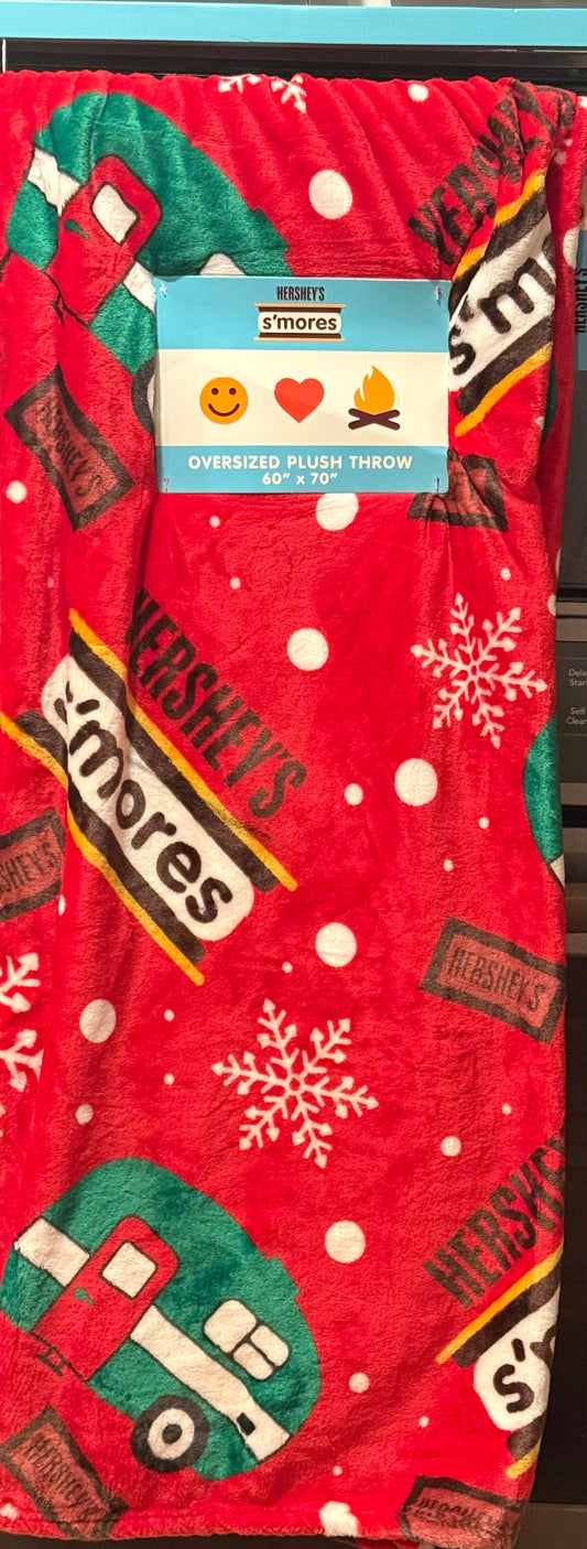New Rae Dunn red Hershey’s SMORE’S oversized camper throw blanket 60x70