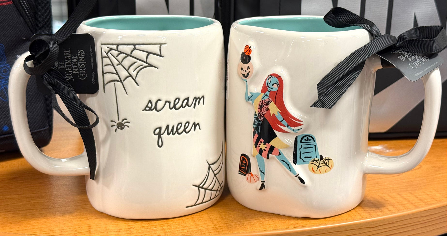 New Rae Dunn x Nightmare before Christmas ceramic Halloween coffee mug SCREAM QUEEN