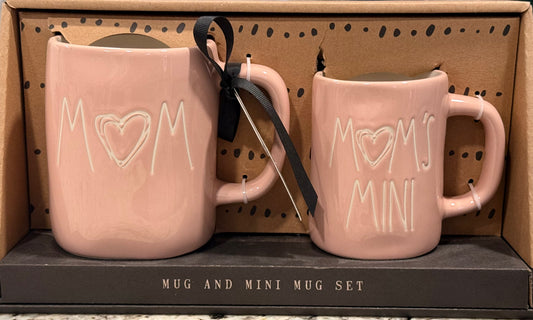 New Rae Dunn pink ceramic MOM/MOM’S MINI Mother’s Day boxed gift set