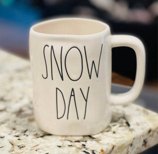 New Rae Dunn white ceramic coffee mug SNOW DAY