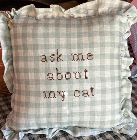 New 12x12 needlepoint embroidered throw pillow ASK ME ABOUT MY CAT
