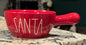 New Rae Dunn red Christmas handled bowl SANTA