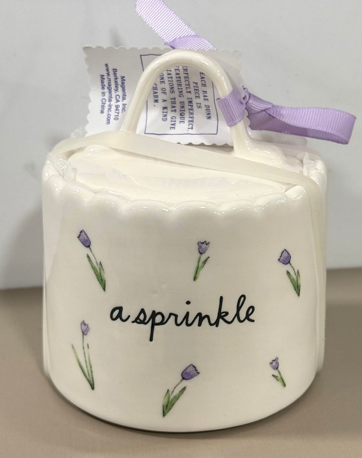 New Rae Dunn white tulip floral storage jar A SPRINKLE